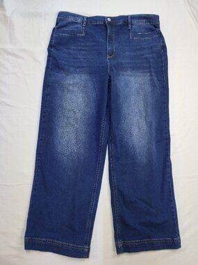 Nicole Miller New York Nomad Super High Rise Wide Leg Jeans Women's Size 14 Dark